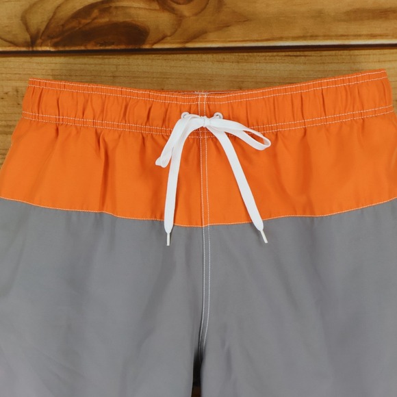 World Wide Sportsman Swim Trunks‎ w/ Liner Mens Size L Orange Gray ColorBlock - Picture 4 of 7